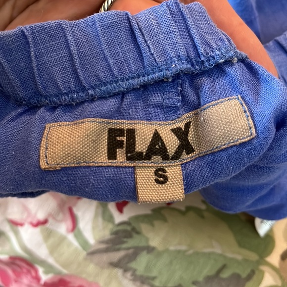 FLAX Size Small Lagenlook Pull-On Elastic Waist Pant Cornflower Blue 100% Linen - Picture 4 of 16